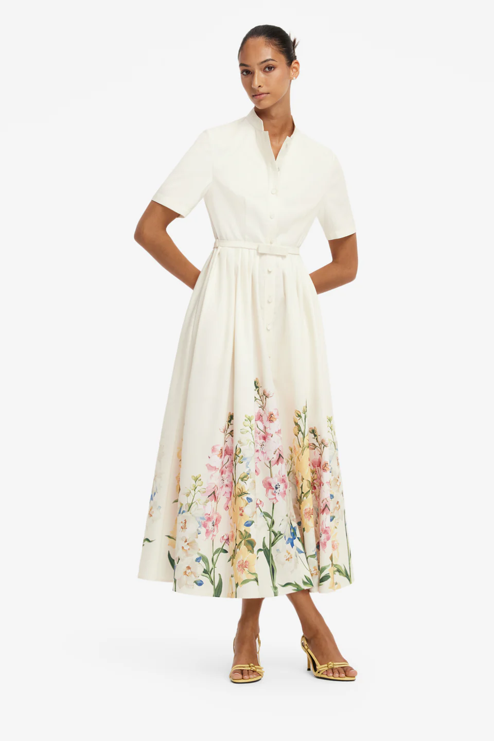  Bianca Short Sleeve Midi Dress-white