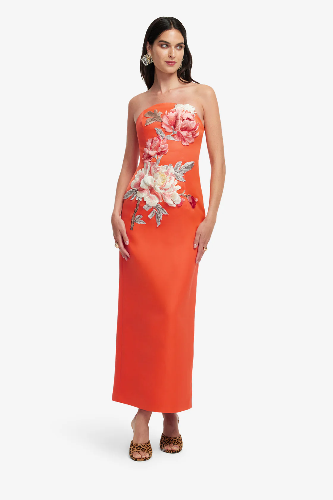 Appliqué Floral Bustier Maxi Dress