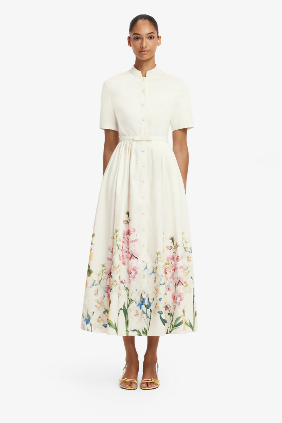  Bianca Short Sleeve Midi Dress-white