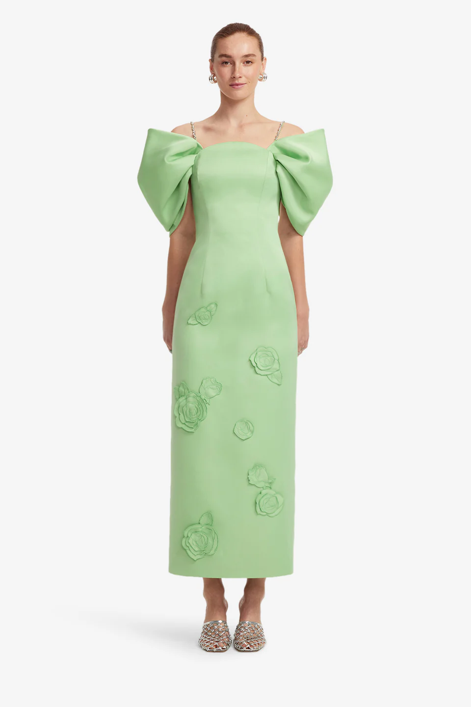 Appliqué Maxi Dress-green