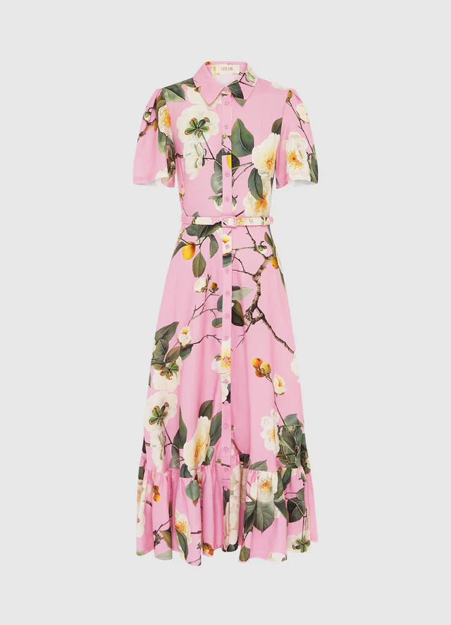 Becca Short Sleeve Midi Dress - Camelia Print
