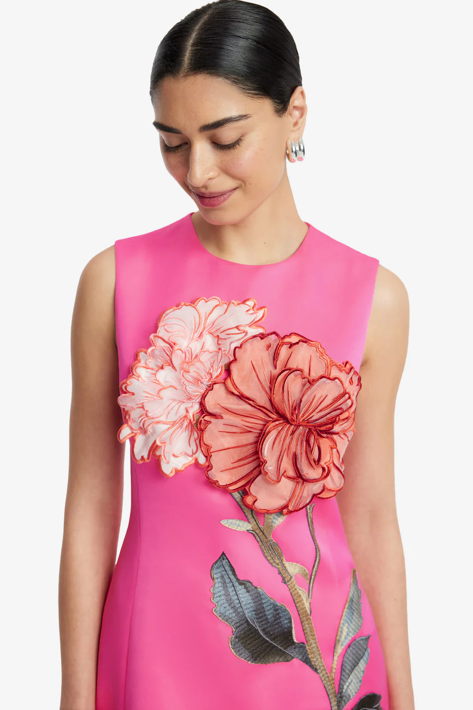 Cleo  Appliqué Sleeveless Midi Dress-fuchsia 