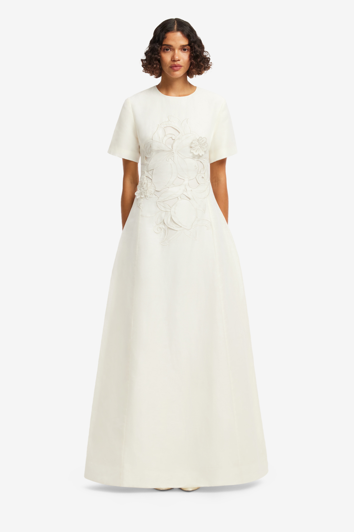 Alice Applique Short Sleeve Maxi Dress - Snow
