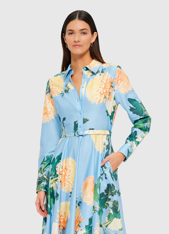 Zara Shirt Midi Dress Blue