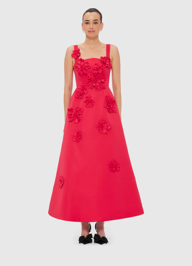 Rianne Floral Appliqué Maxi Dress - Rosa