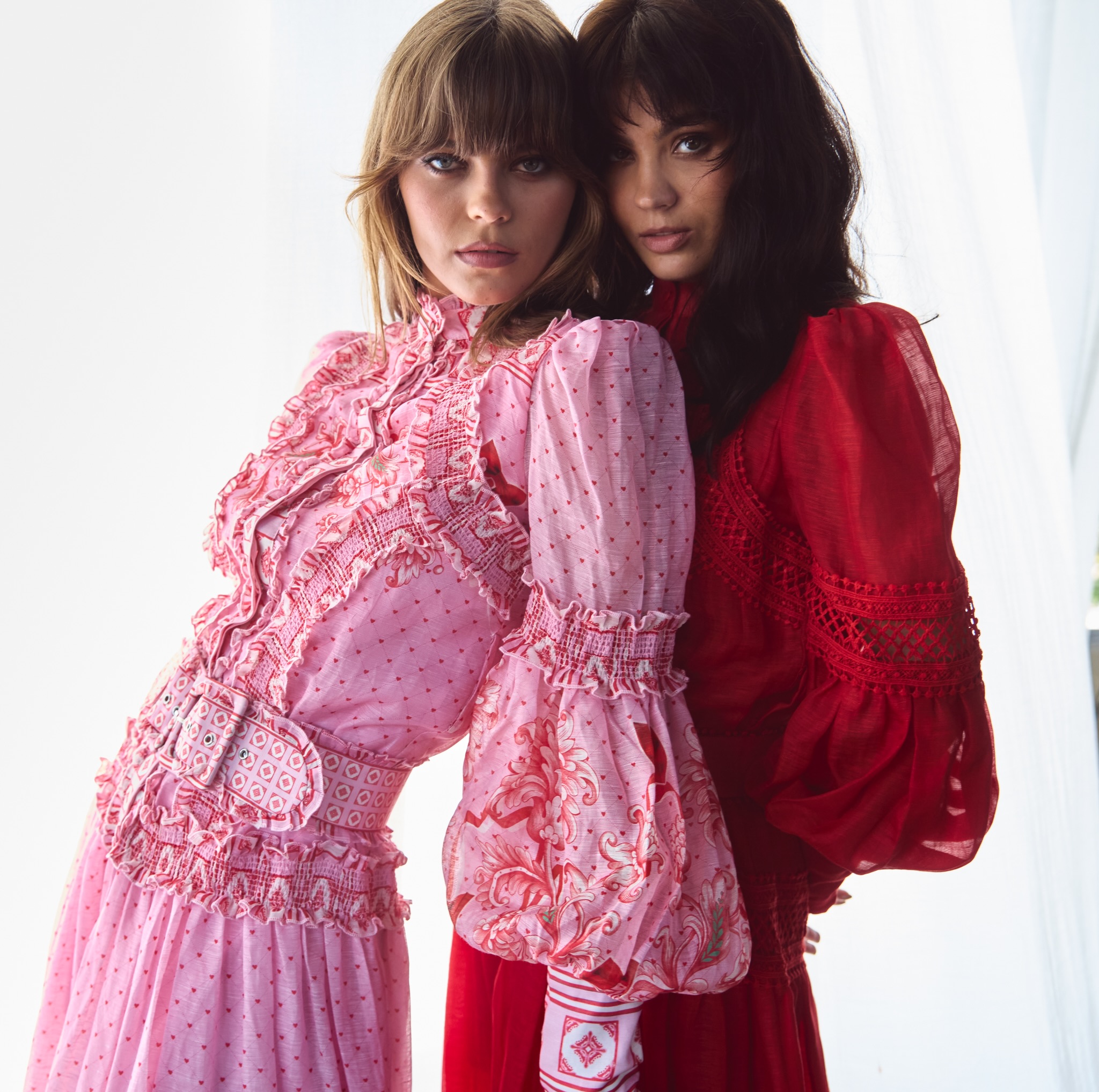 SMOCKING  SILK LINEN -RED-BOWS