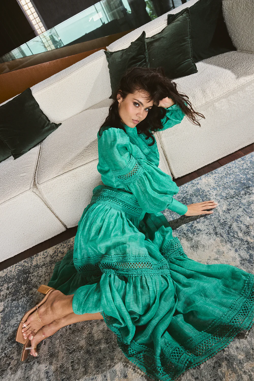 OCEANA MAXI SILK LINEN- EMERALD