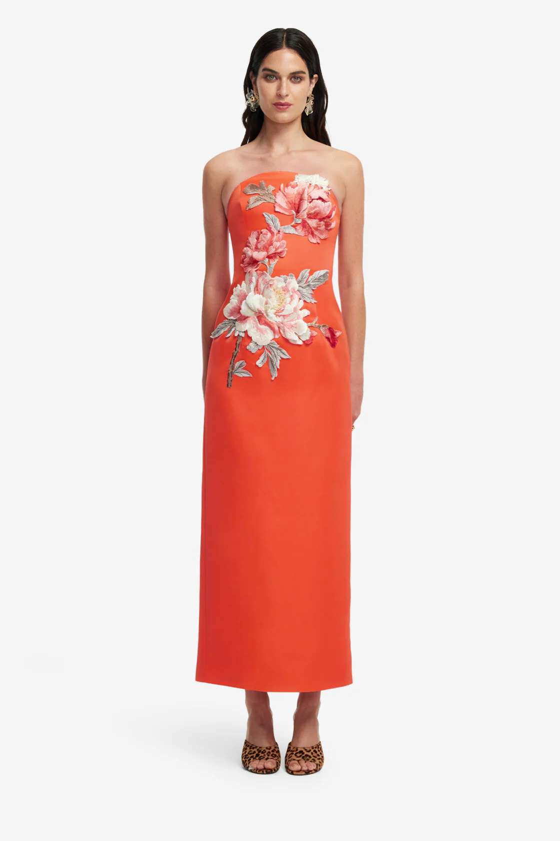 Appliqué Floral Bustier Maxi Dress
