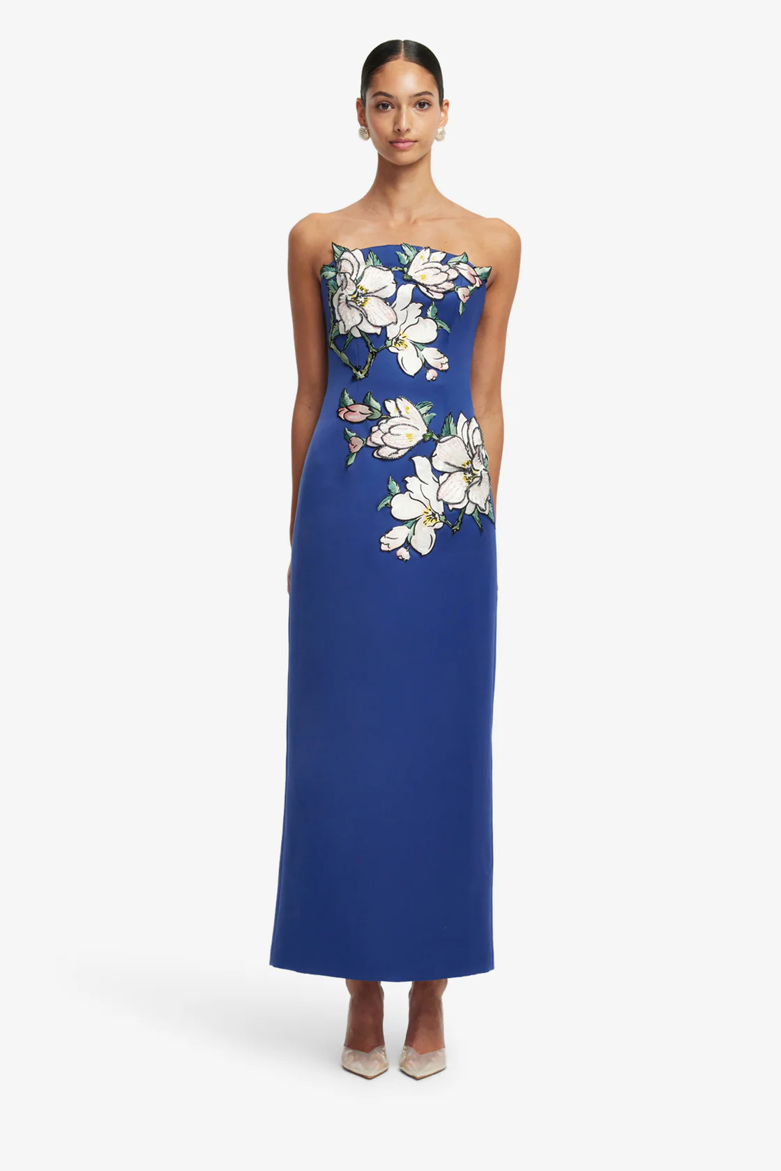 Appliqué Floral Bustier Maxi Dress