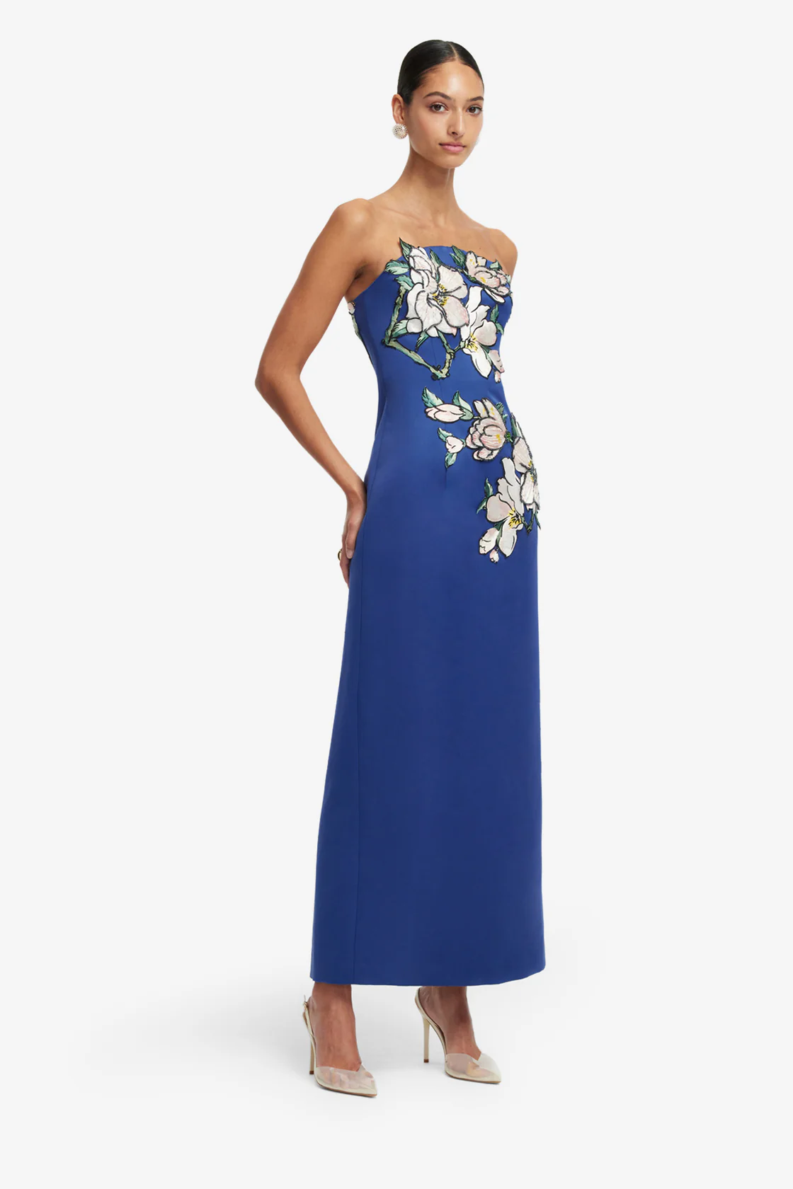 Appliqué Floral Bustier Maxi Dress