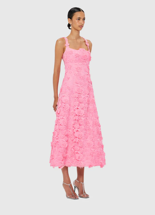 Odette Lace Midi Dress - Bubblegum