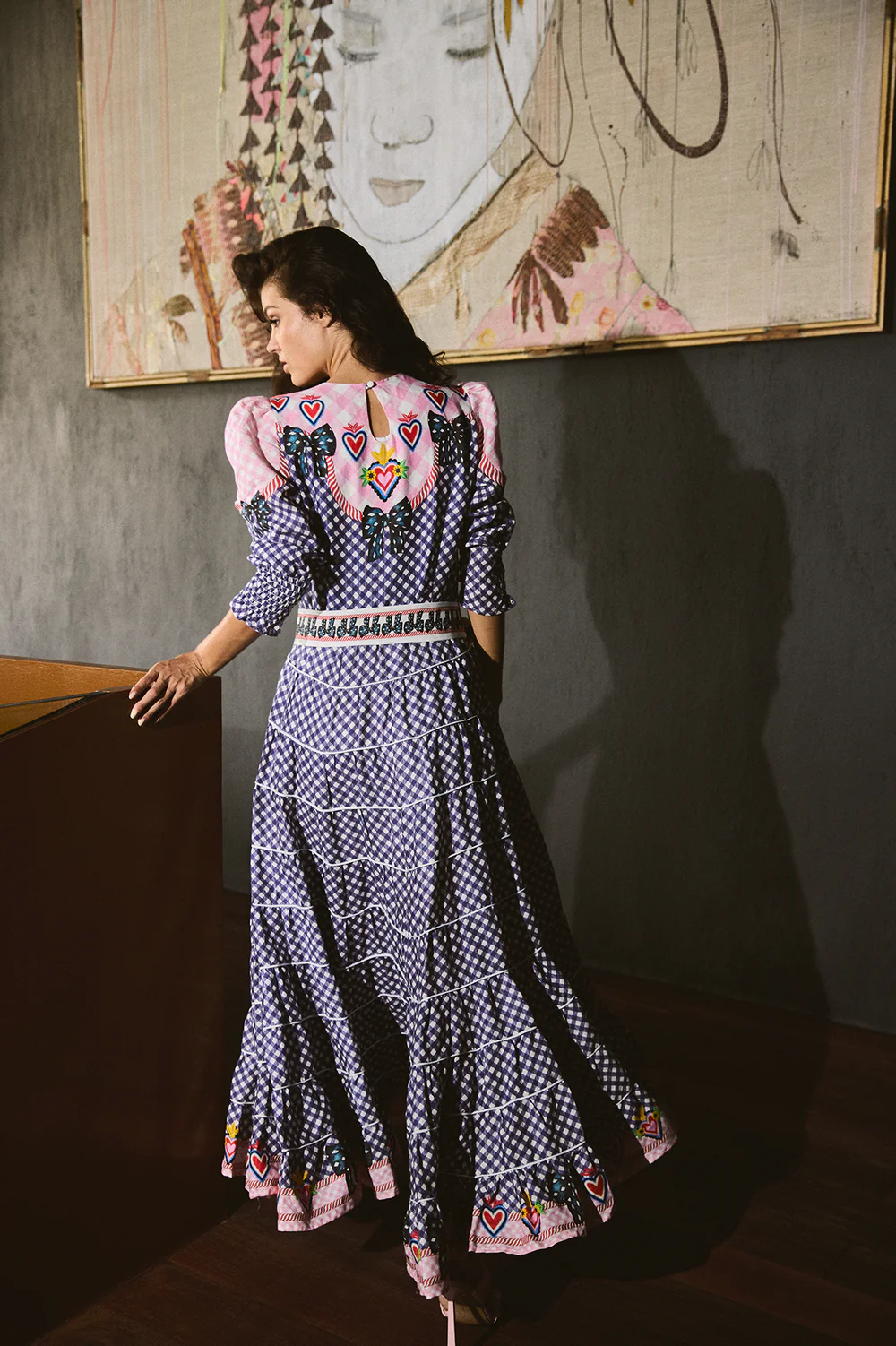 THE NAVY BOWS LINEN MAXI