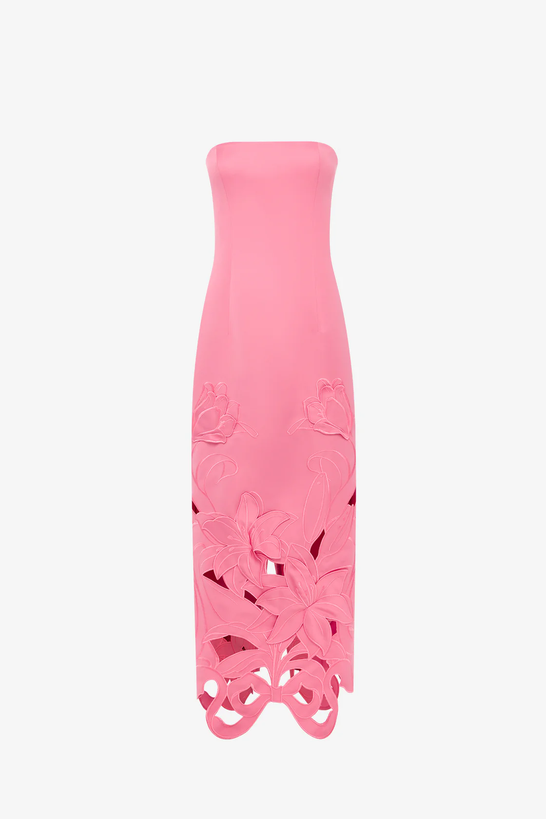 Appliqué Bustier Maxi Dress-pink