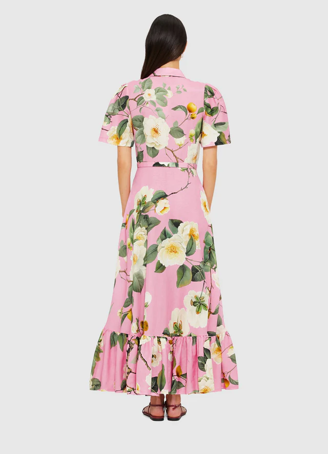 Becca Short Sleeve Midi Dress - Camelia Print