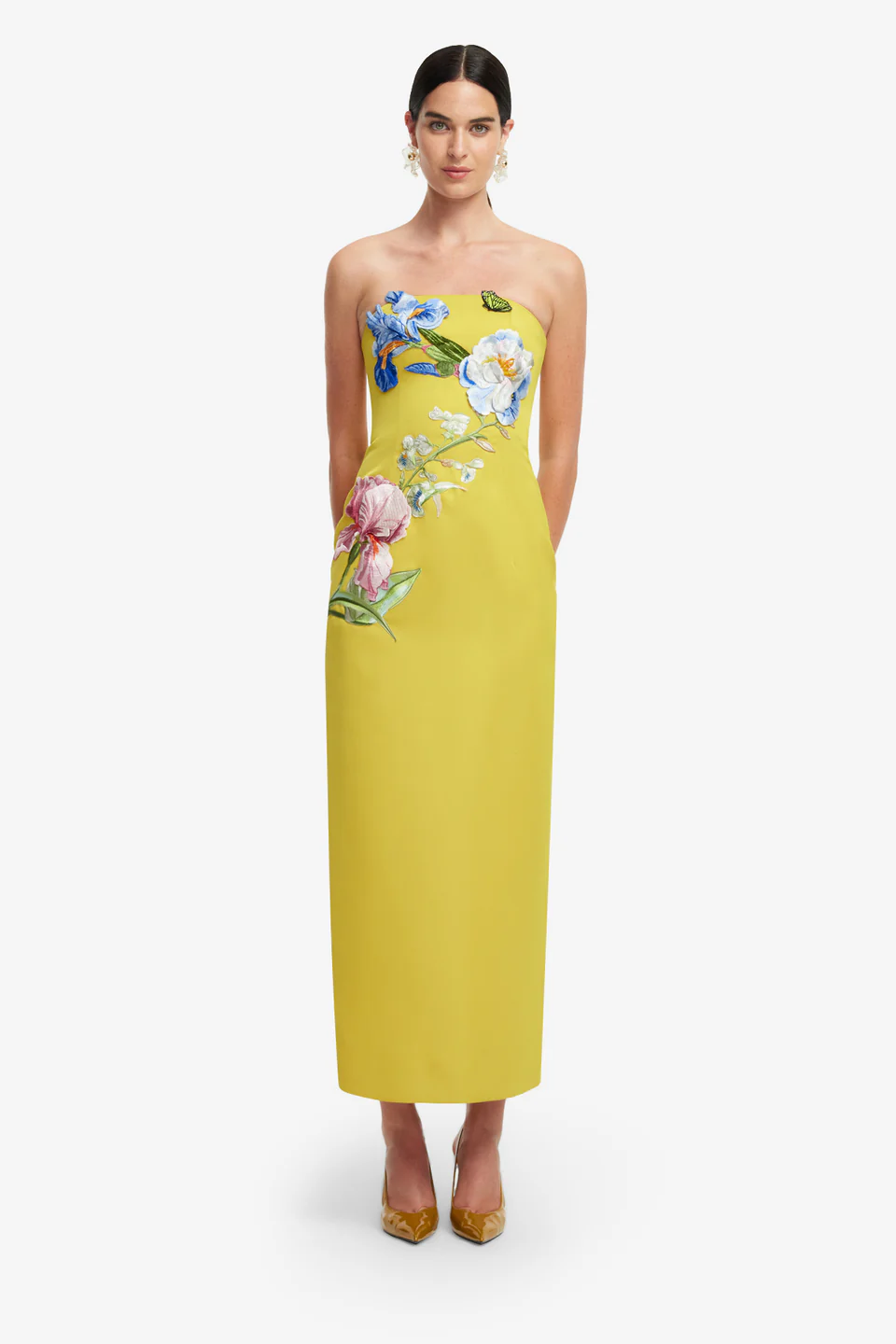 Appliqué Floral Bustier Maxi Dress