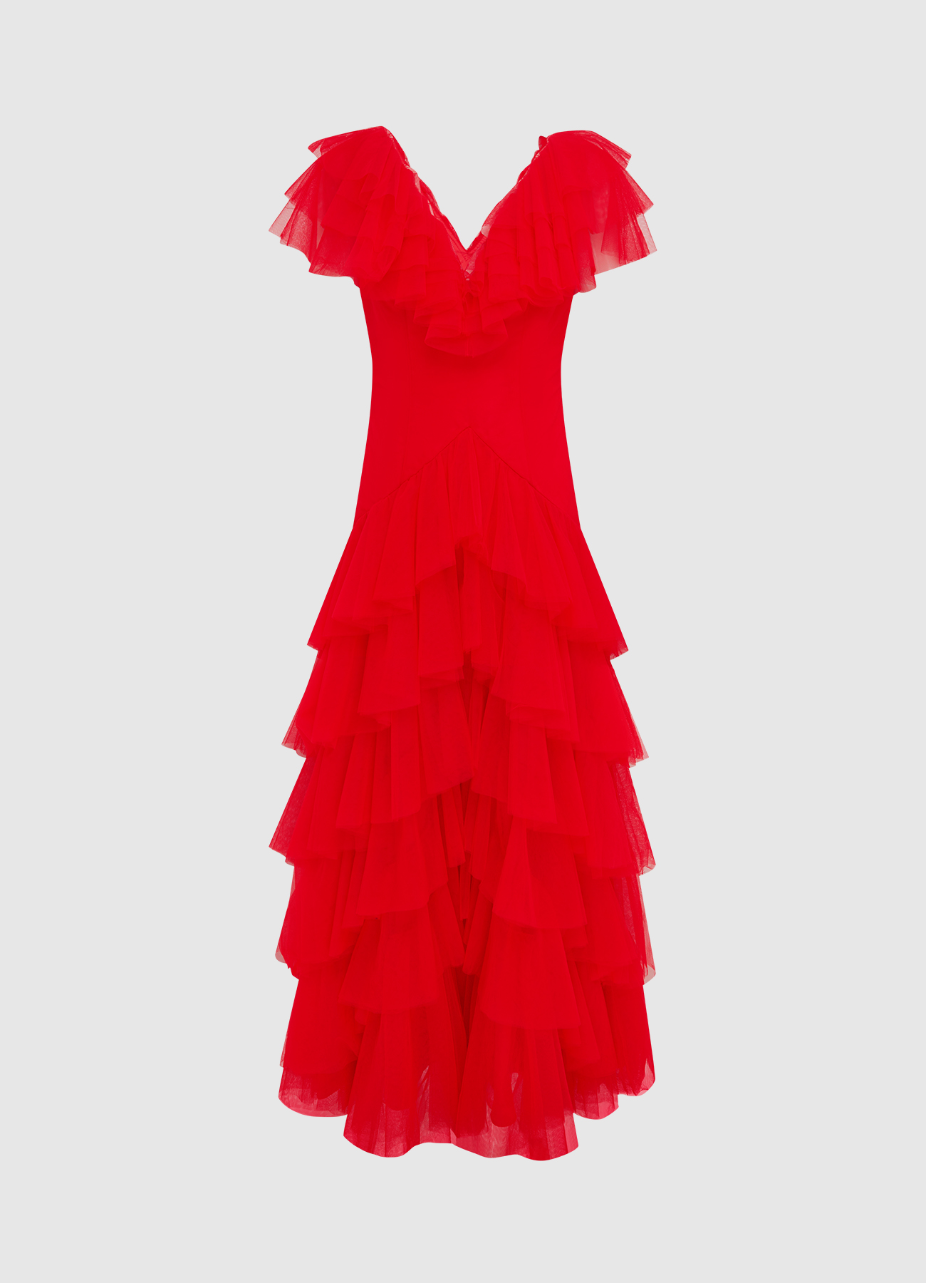 Rosa Ruffled Maxi Dress - Red