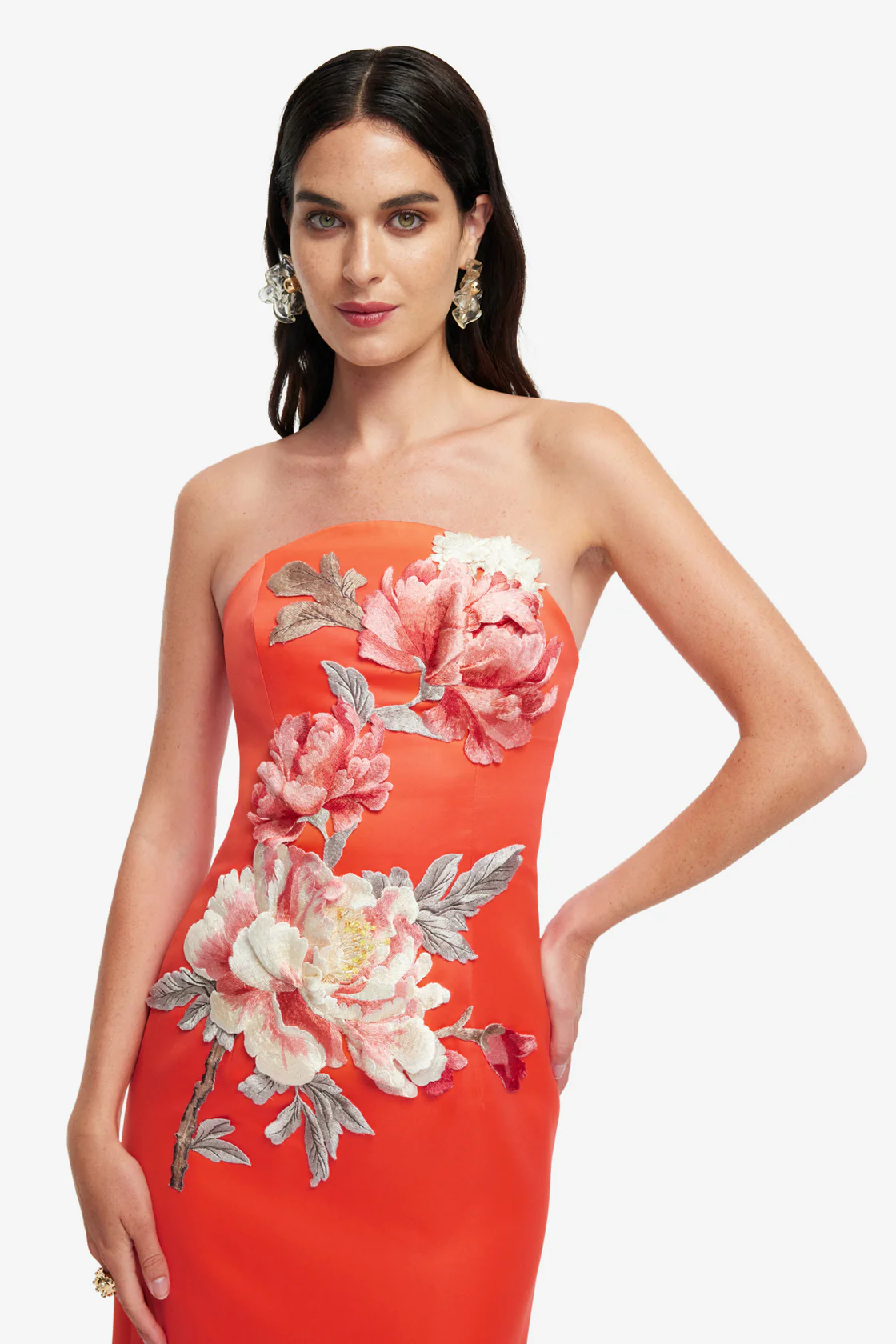 Appliqué Floral Bustier Maxi Dress
