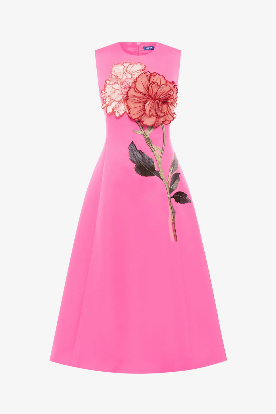 Cleo  Appliqué Sleeveless Midi Dress-fuchsia 