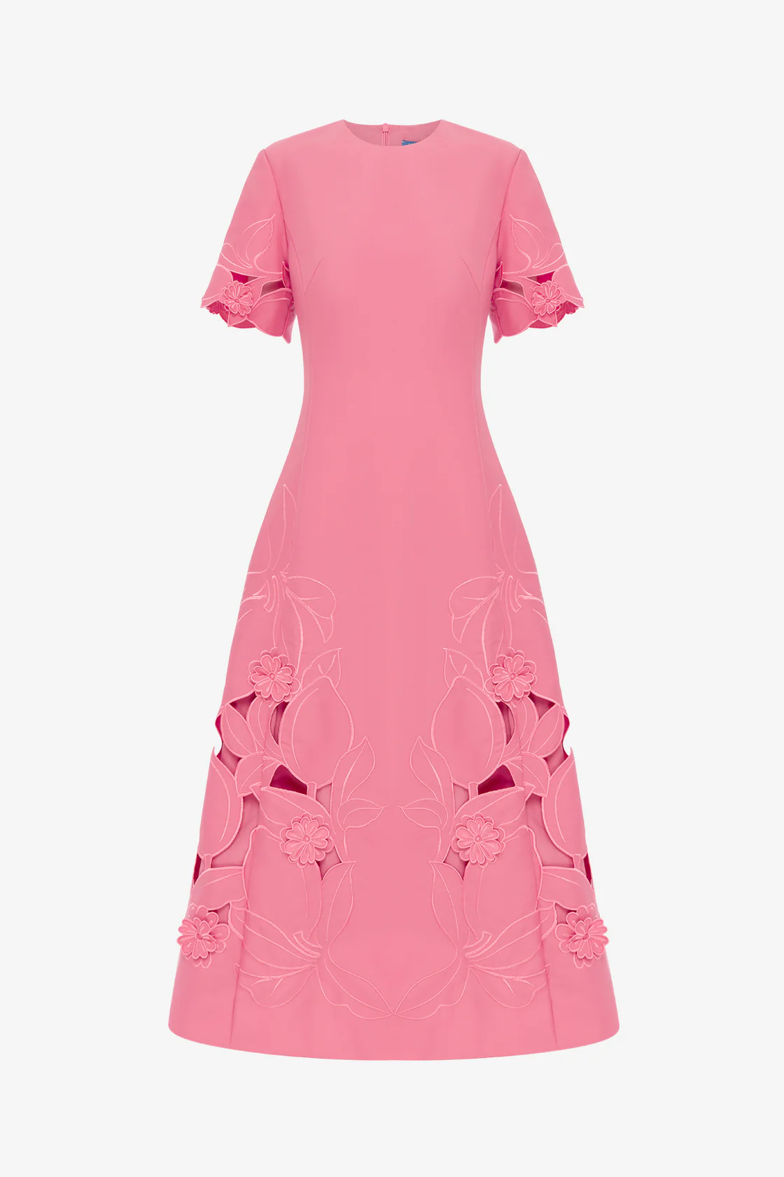 Appliqué Short Sleeve Midi Dress