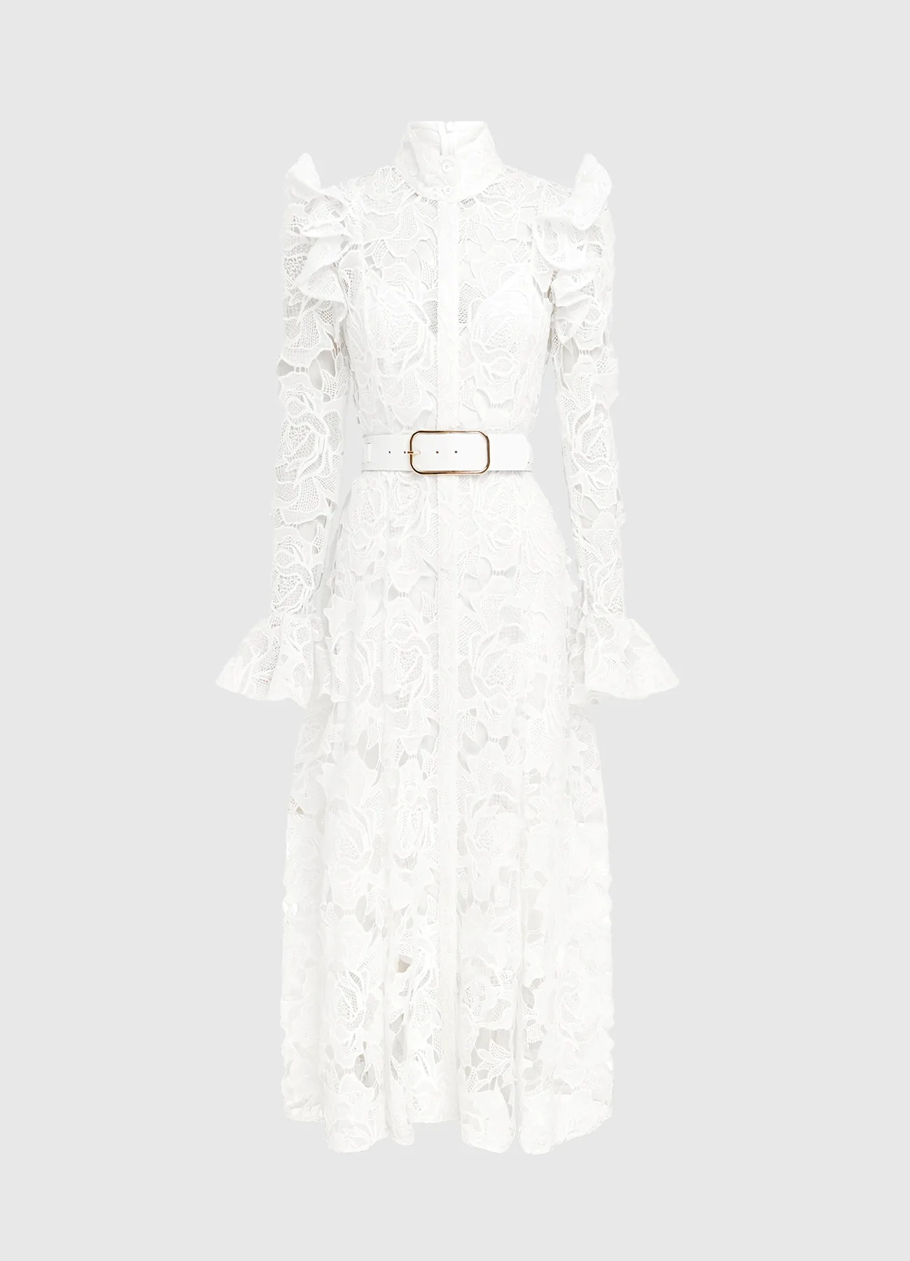 Aliyah Lace Butterfly Sleeve Dress - Snow