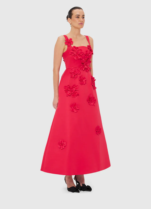 Rianne Floral Appliqué Maxi Dress - Rosa