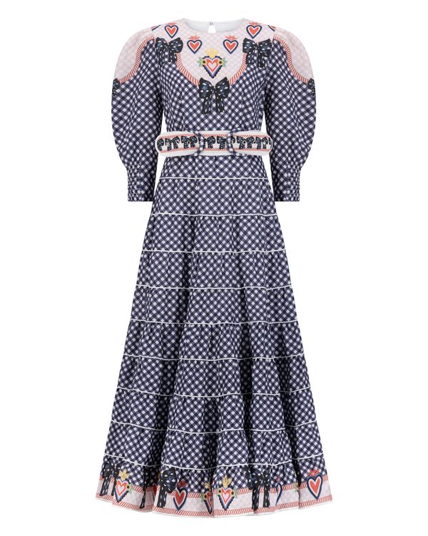 THE NAVY BOWS LINEN MAXI