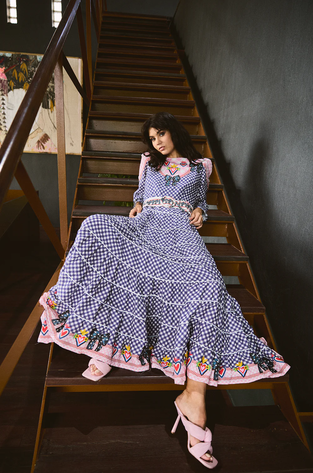 THE NAVY BOWS LINEN MAXI