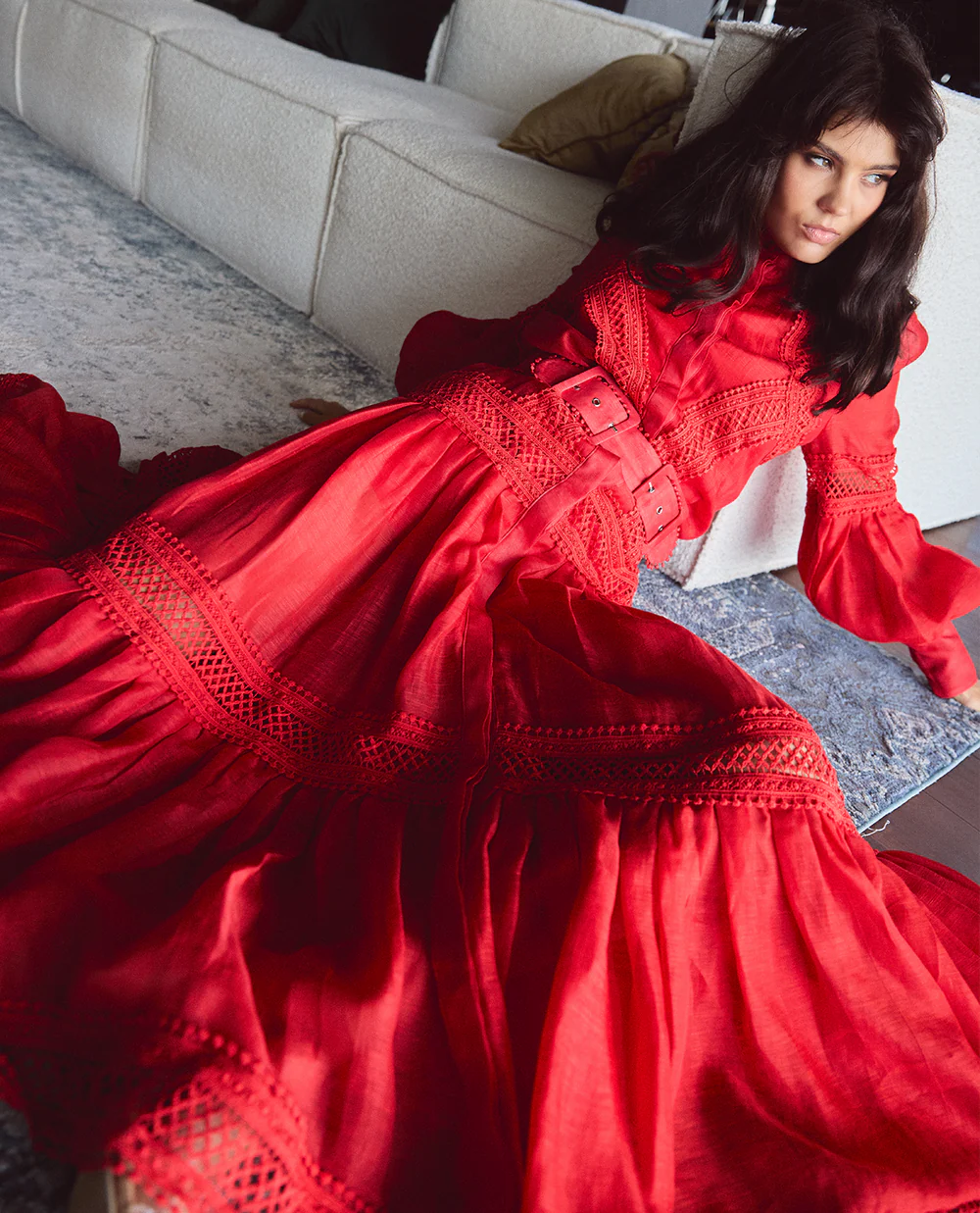 OCEANA SILK LINEN MAXI - RUBY RED