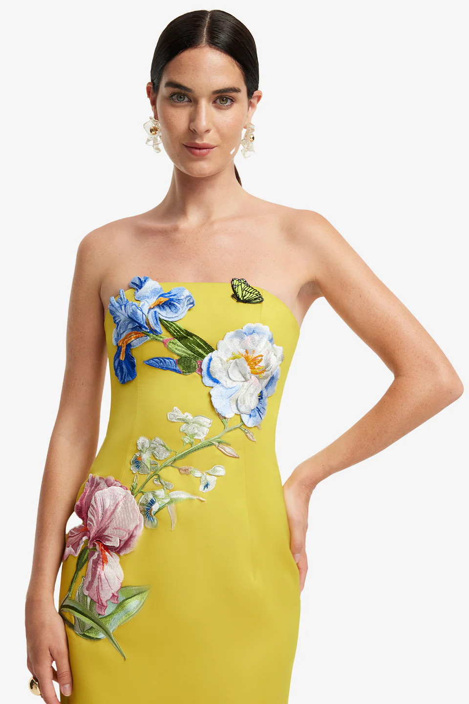 Appliqué Floral Bustier Maxi Dress