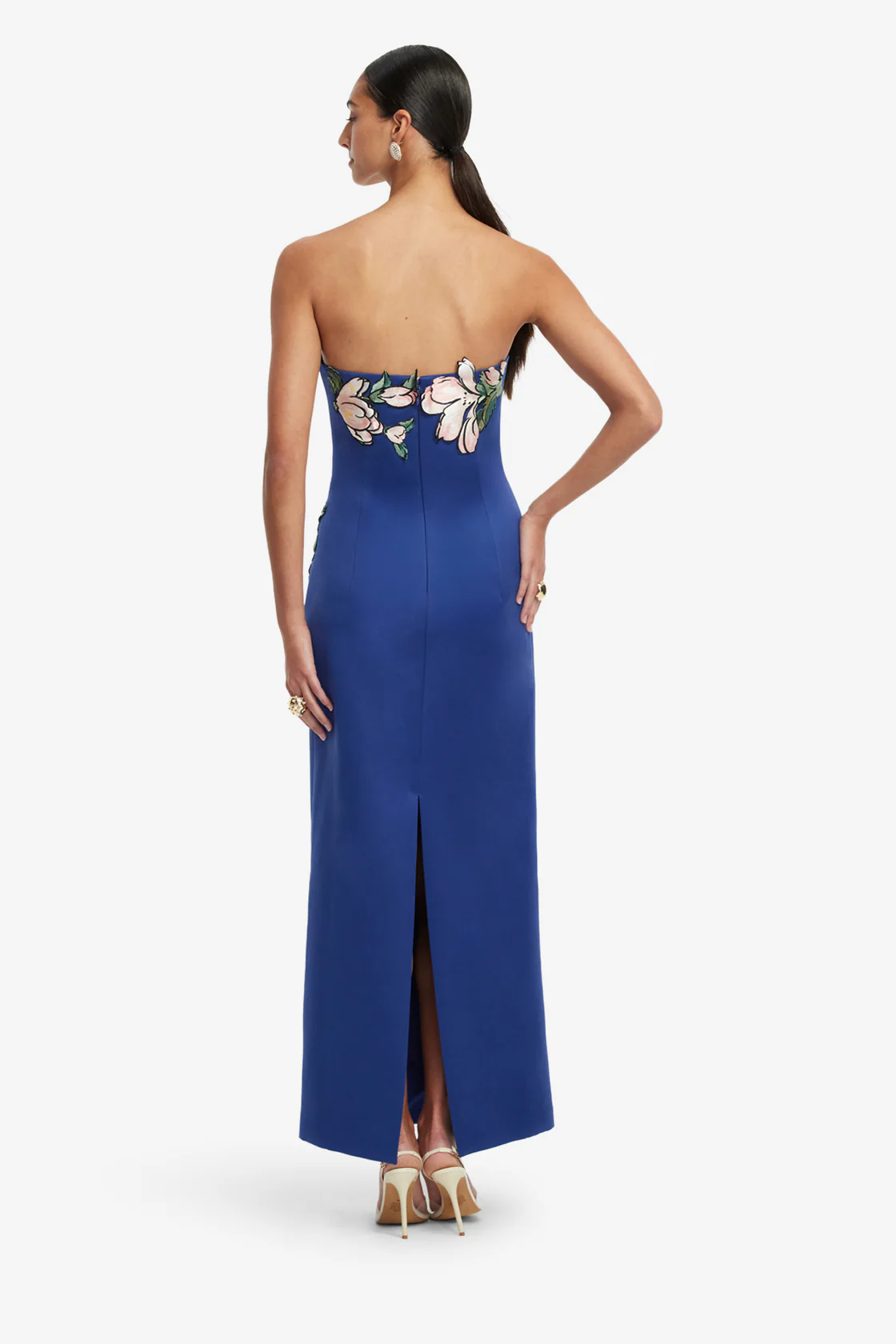 Appliqué Floral Bustier Maxi Dress