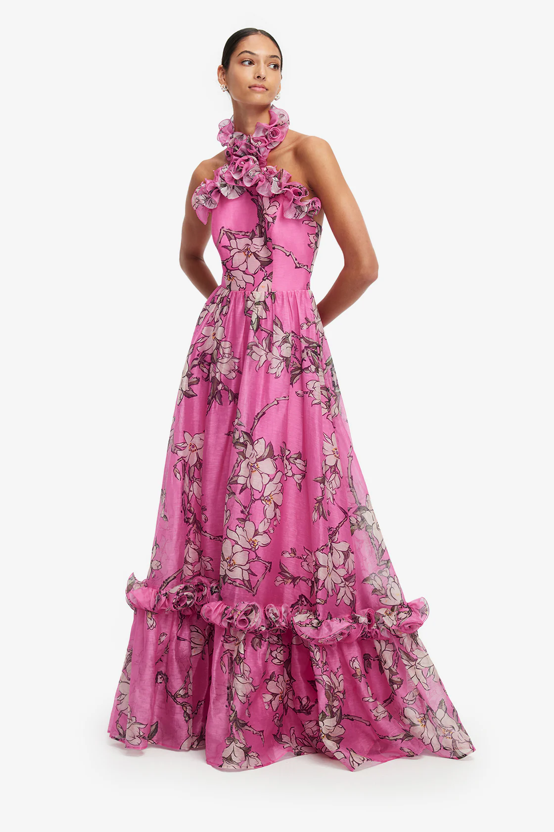 Isabelle Ruffled Halterneck Maxi Dress