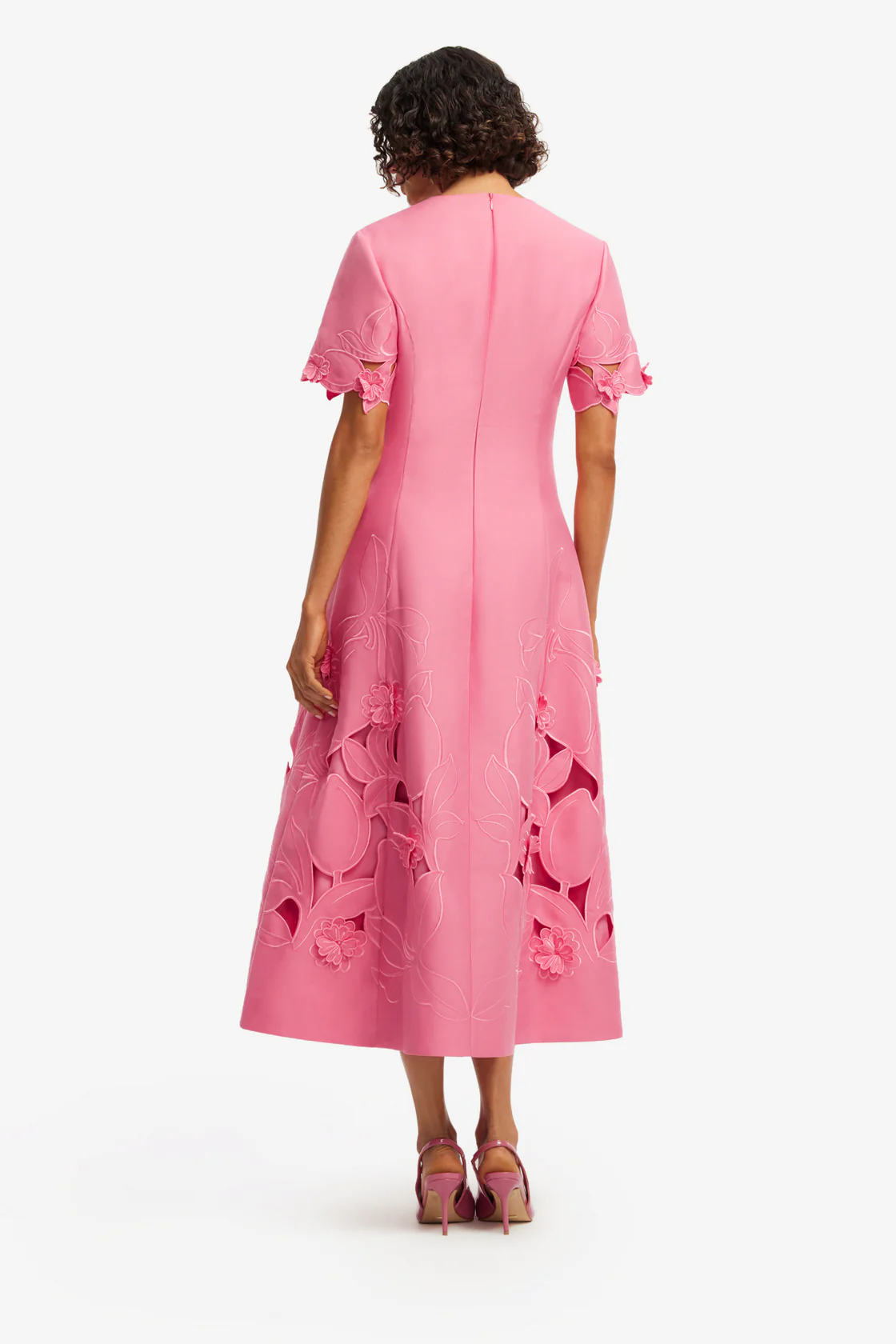 Appliqué Short Sleeve Midi Dress