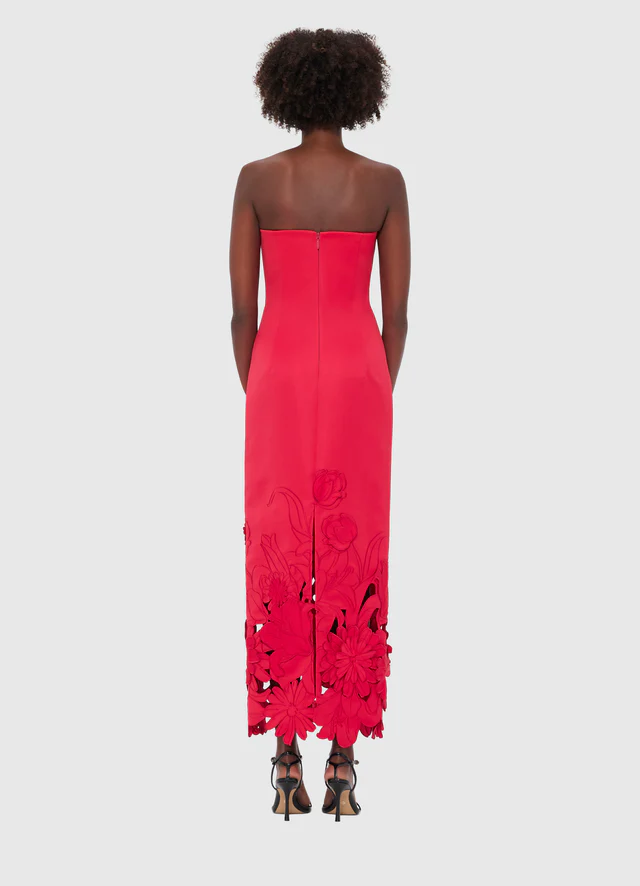 Appliqué Bustier Maxi Dress - Rosa