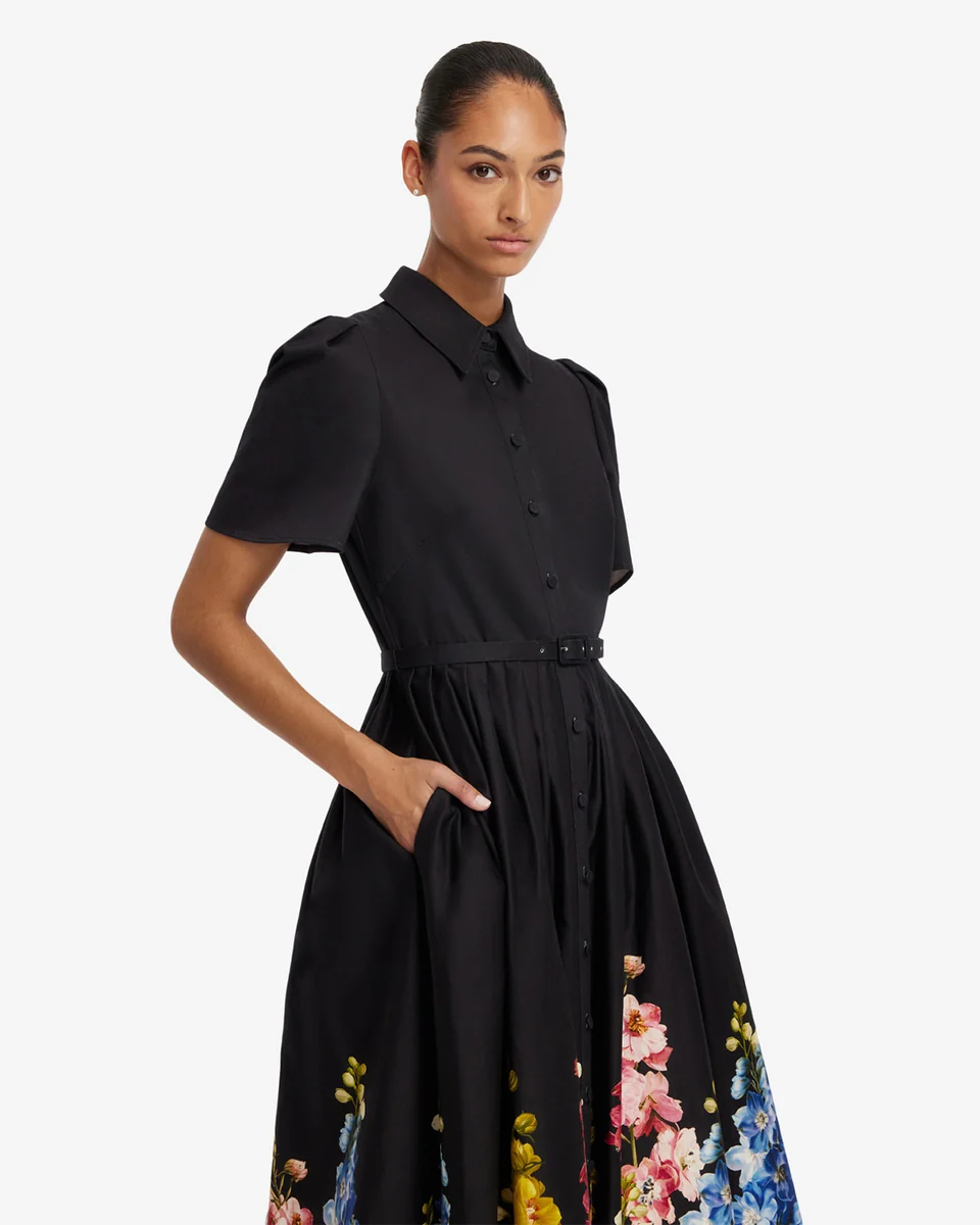 Bianca Short Sleeve Midi Dress-black