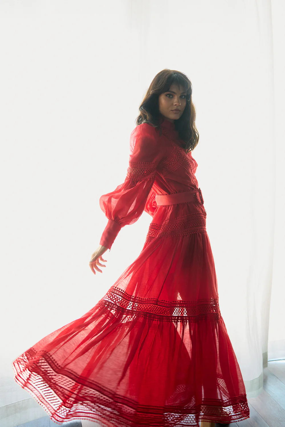 OCEANA SILK LINEN MAXI - RUBY RED