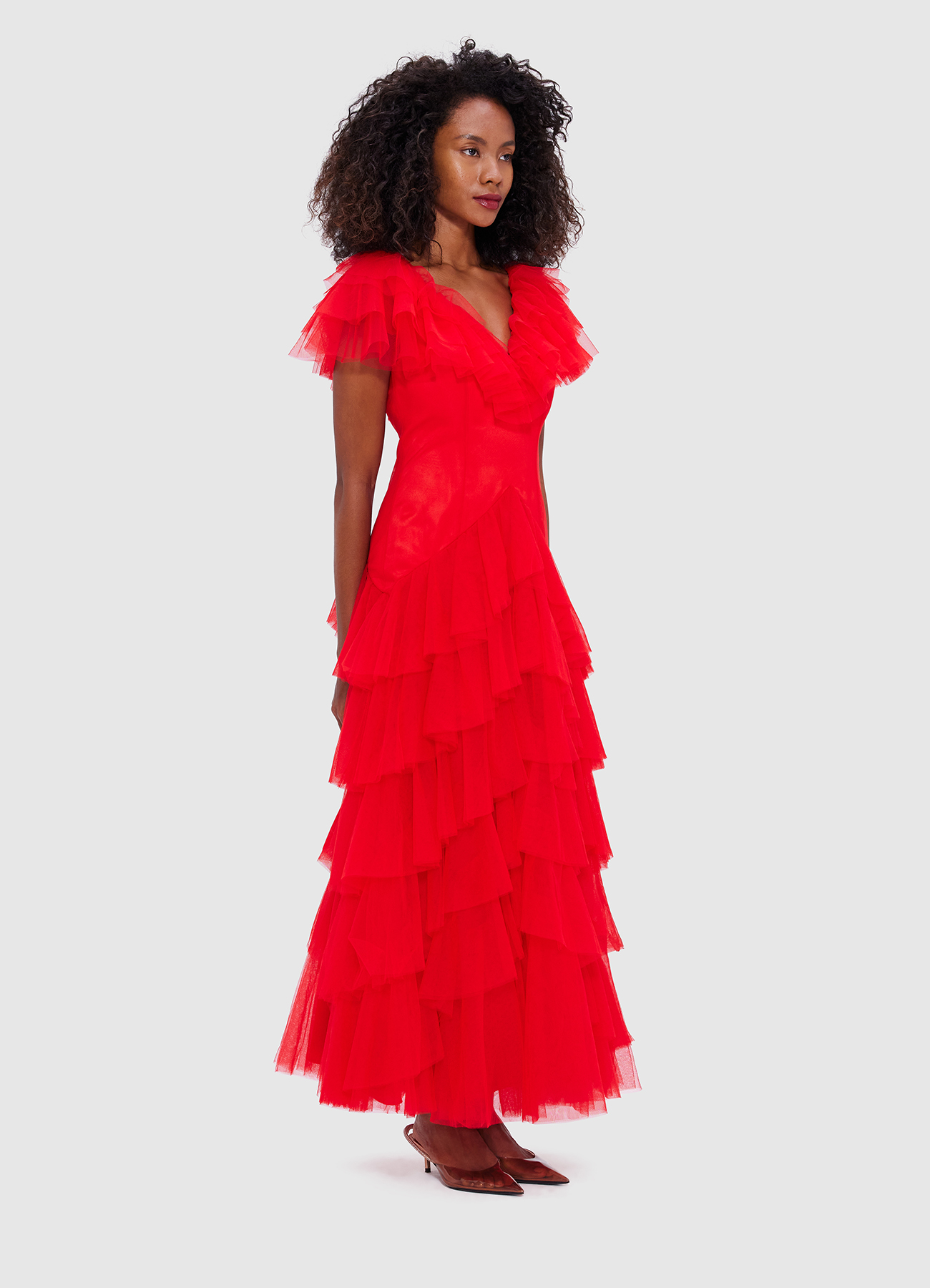 Rosa Ruffled Maxi Dress - Red