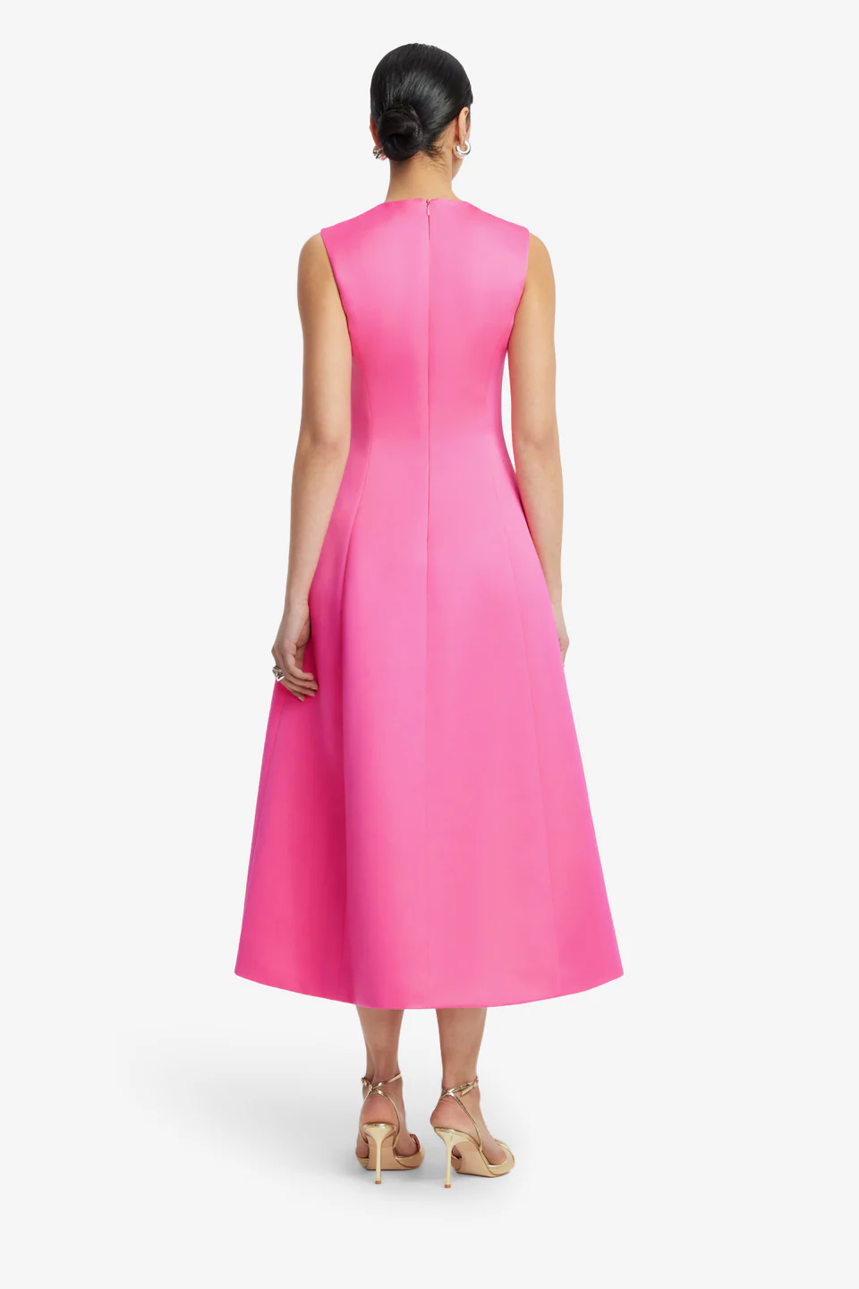 Cleo  Appliqué Sleeveless Midi Dress-fuchsia 