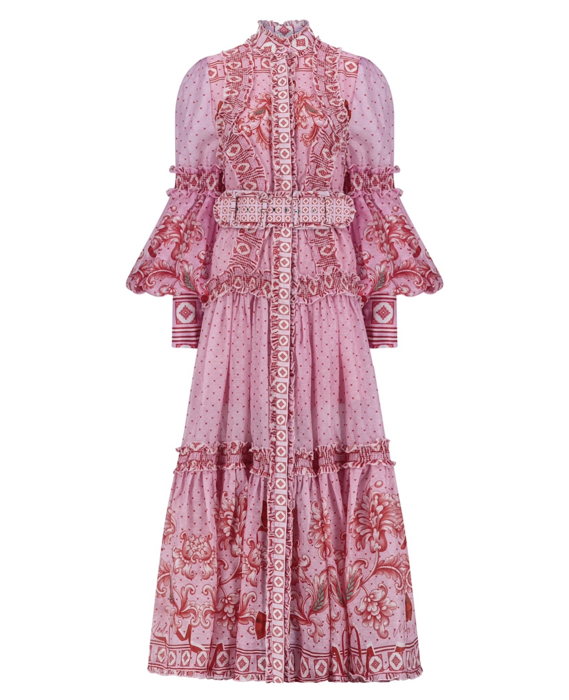 SMOCKING  SILK LINEN -RED-BOWS
