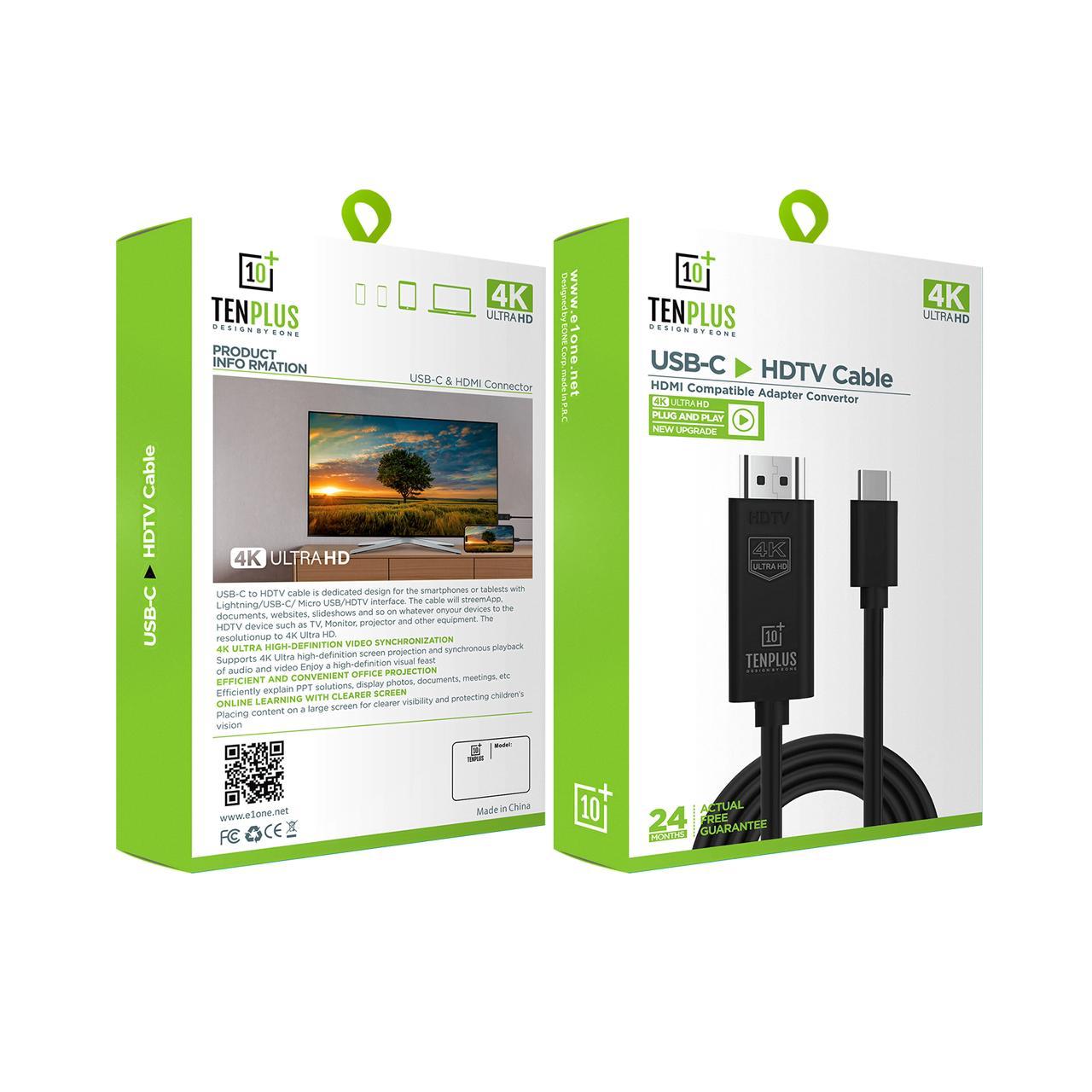  TenPlus 4K HDMI to Type-C Cable - Black 