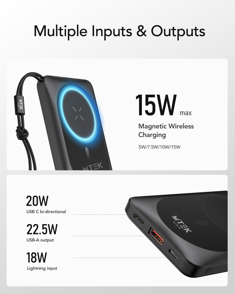  MTEK MagSafe Battery 10,000 mAh (20W) - Black 