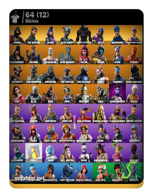  Buy Fortnite Account 64$SH 64 SKINS + IKONIK + GLOW + ELITE AGENT + OMEGA 5 SKINS IKONIK + GLOW [Full Access] 