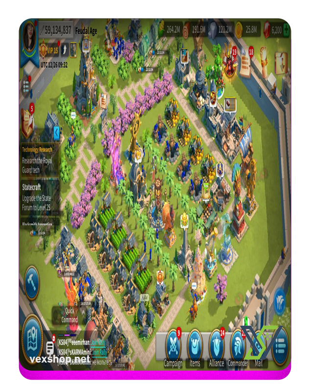  Rise of Kingdoms VIP 15 Power 59 Million Account [Full Access] 