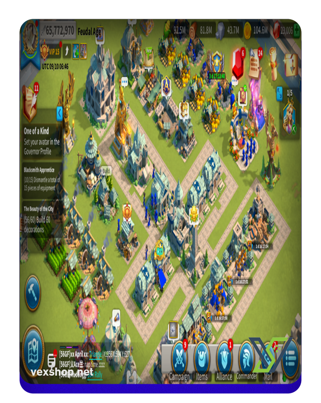  Rise of Kingdoms VIP 15 Power 65 Million Account [Full Access] 