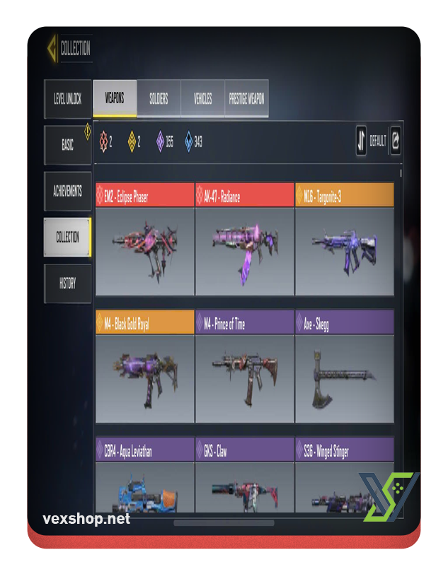  شراء حساب كود موبايل 10CP لفل:350 - 2 ميثك  1 ليجند  155 إبيك [وصول كامل] 
