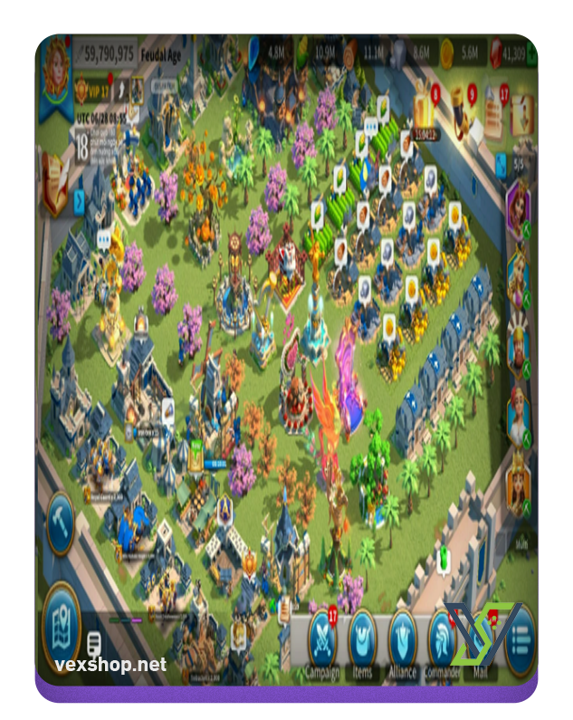  Buy Rise of Kingdoms VIP 17 Power 60 Million Account 