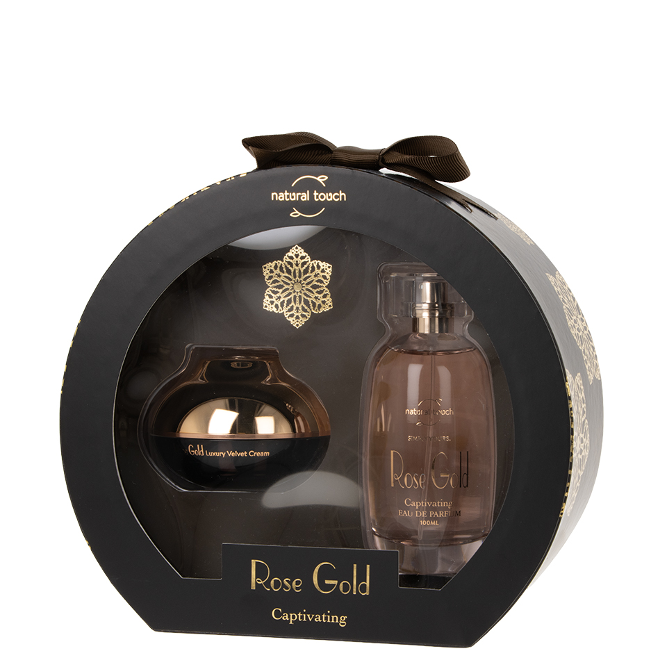  طقم هدية روز قولد (عطر ملابس - كريم مخملي) 