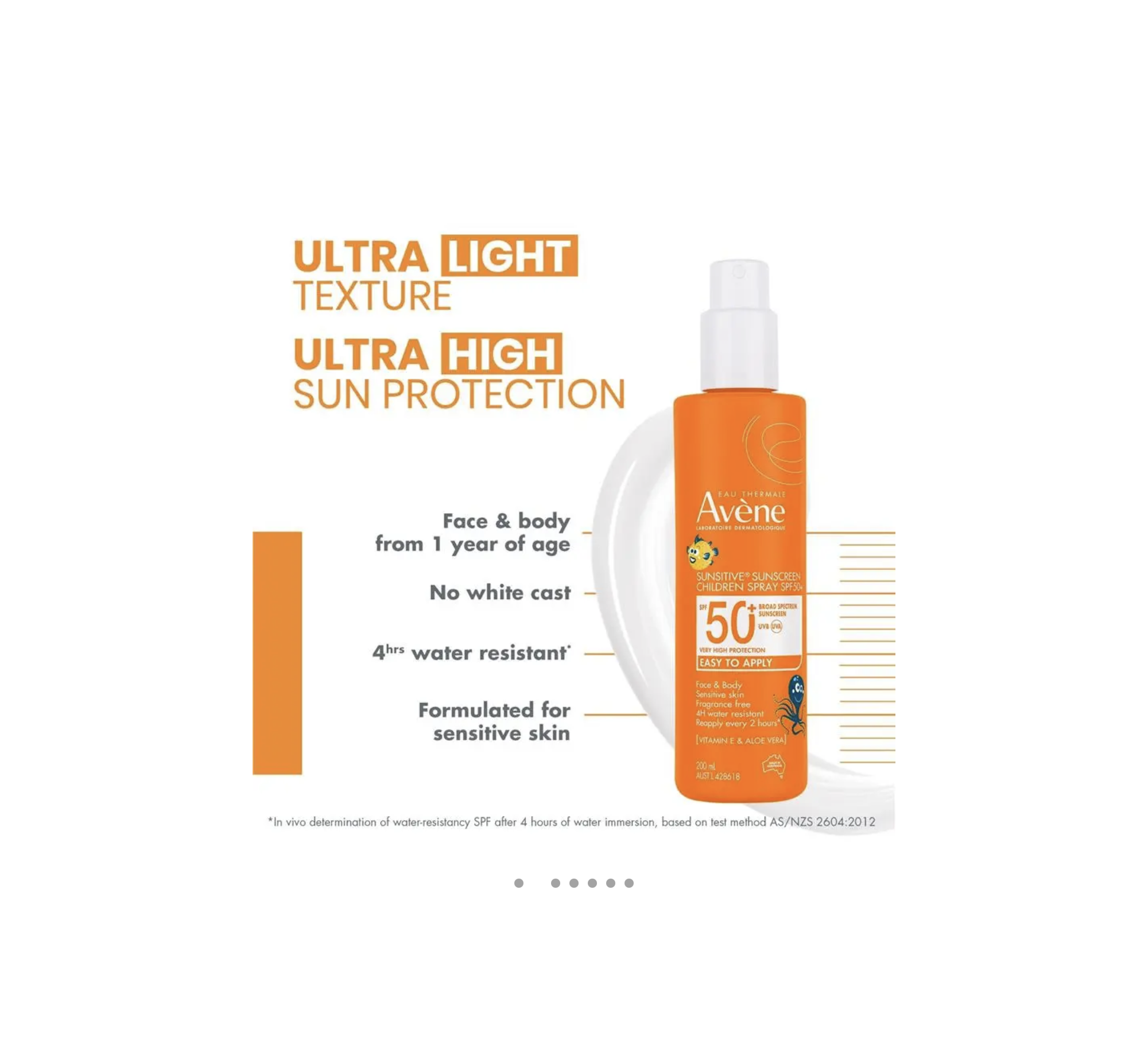  أفين سونسيتيف بخاخ واقي شمس للأطفال SPF 50+ ‏200 مل 