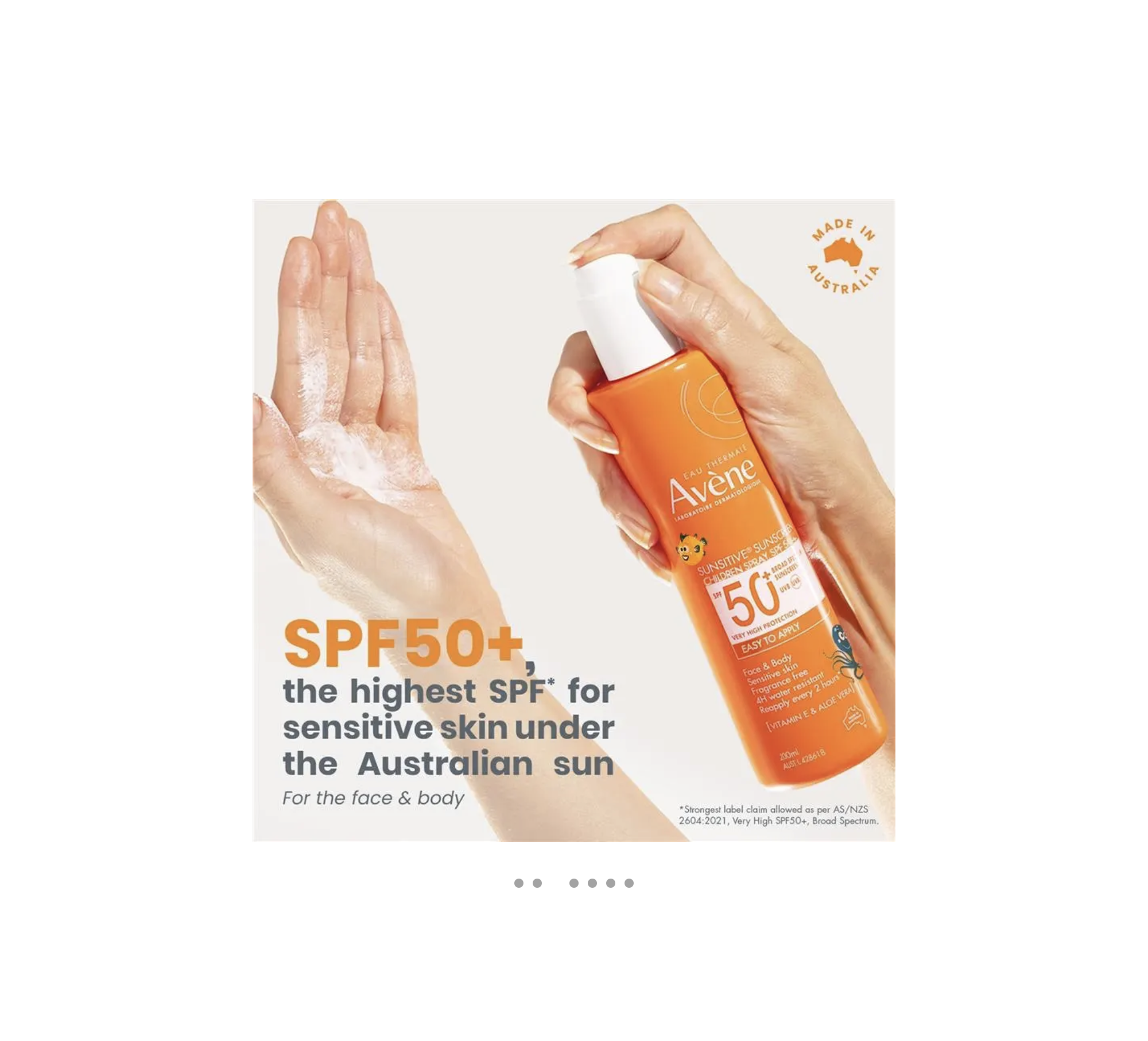  أفين سونسيتيف بخاخ واقي شمس للأطفال SPF 50+ ‏200 مل 