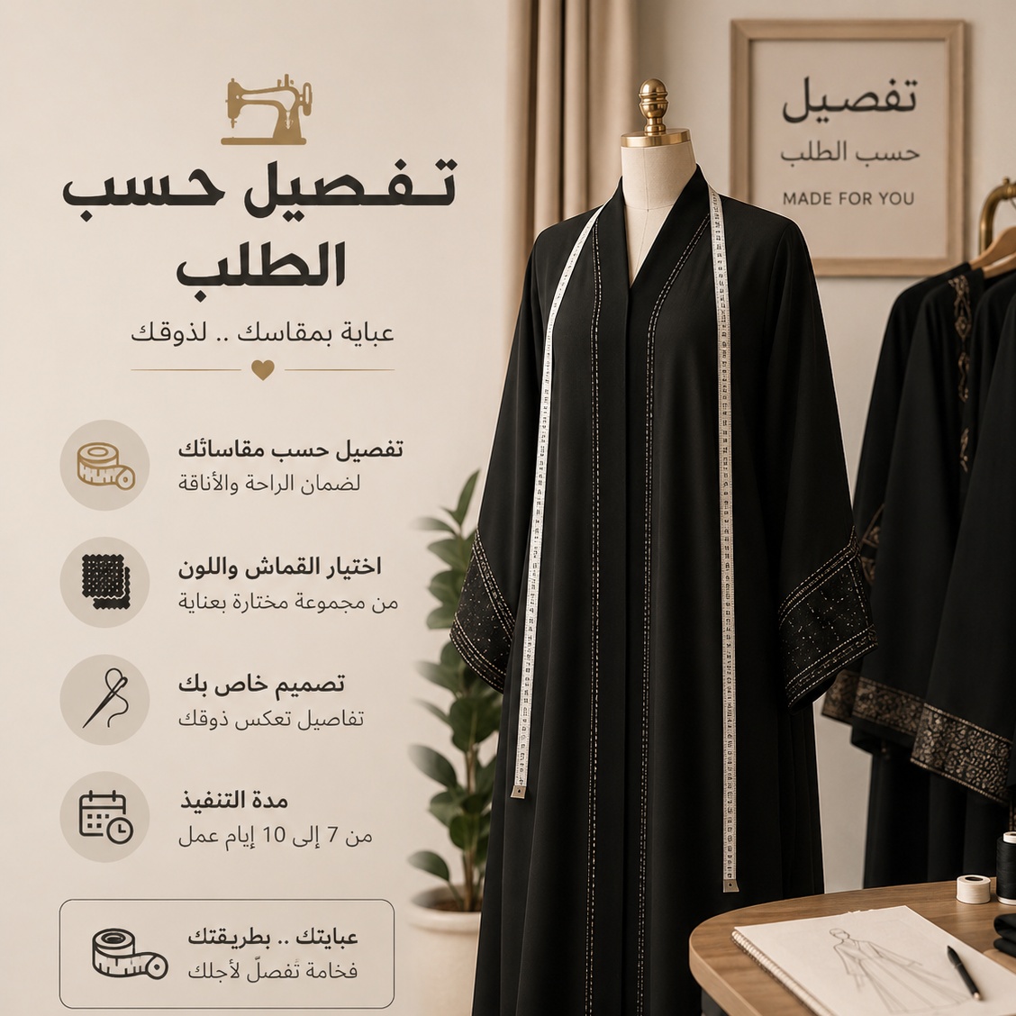 تفصيل على مقاسك من إليجانت حجاب — متجر عبايات وإكسسوارات بالرياض