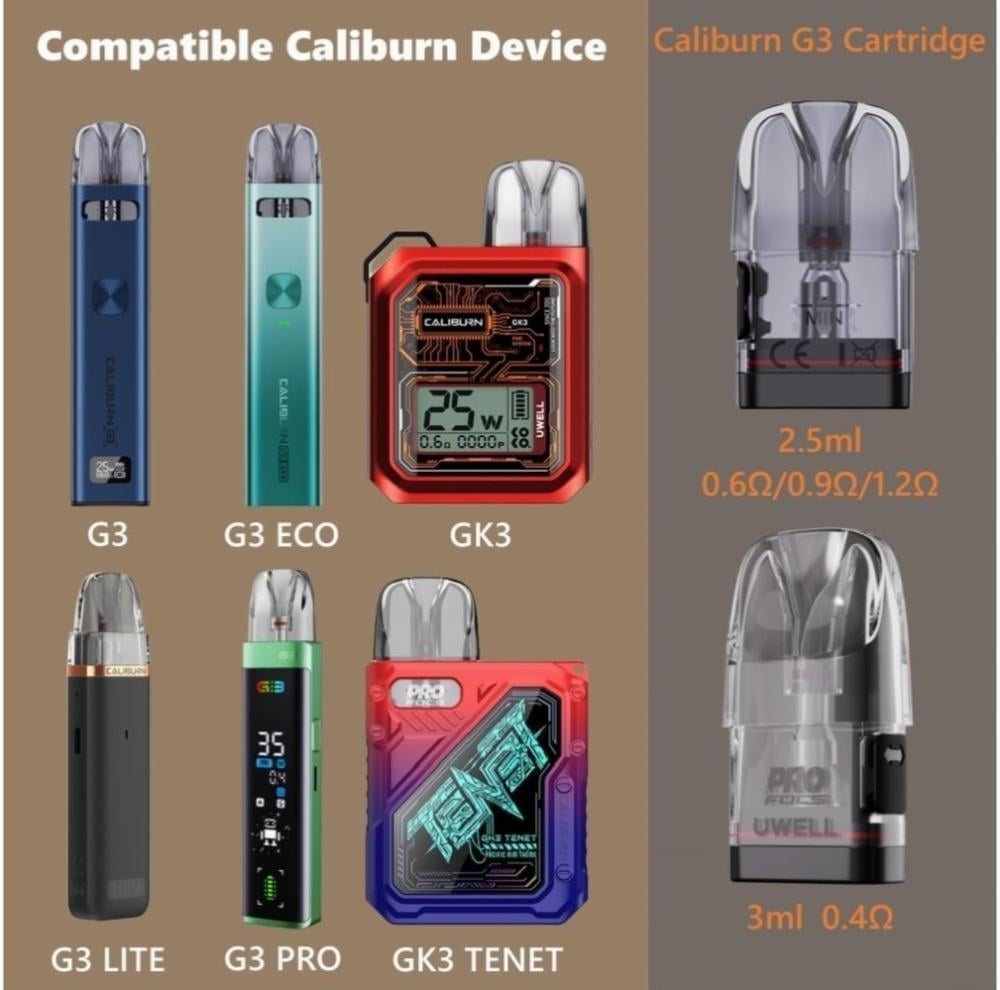 بودات كاليبرن جي ثري من يوويل مع كويل CALIBURN G3pod coil Cartridge UW